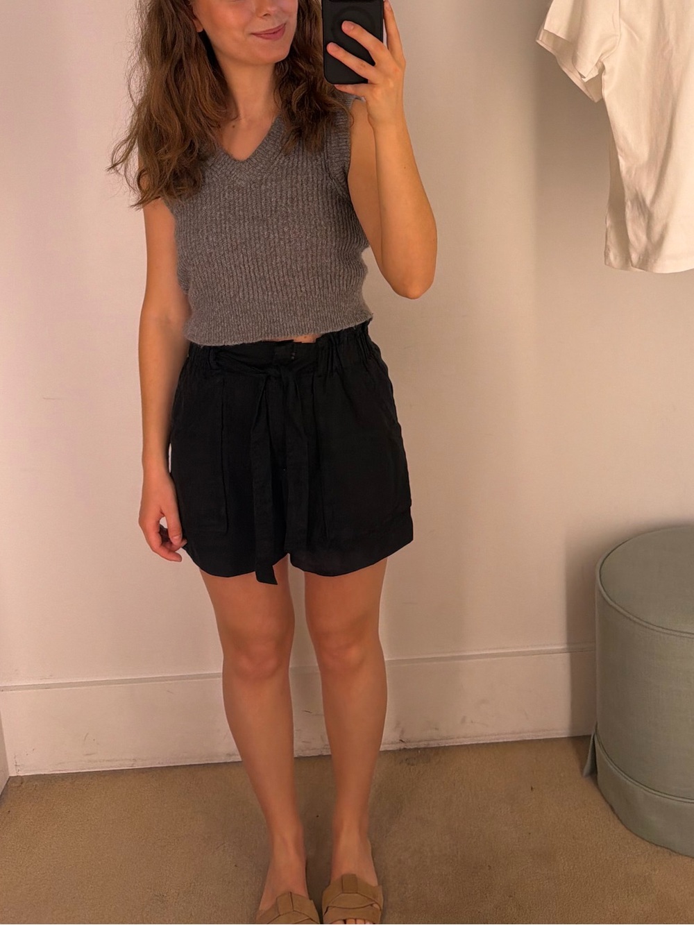 High-Waist Black Paperbag Shorts with Tie Waist set of 2